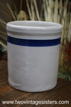 Load image into Gallery viewer, Primitive Roseville Ceramic Crock Blue Stripe - Collectible