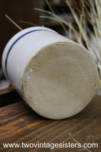 Load image into Gallery viewer, Primitive Roseville Ceramic Crock Blue Stripe - Collectible