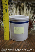Load image into Gallery viewer, Primitive Roseville Ceramic Crock Blue Stripe - Collectible