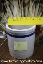 Load image into Gallery viewer, Primitive Roseville Ceramic Crock Blue Stripe - Collectible