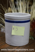 Load image into Gallery viewer, Primitive Roseville Ceramic Crock Blue Stripe - Collectible