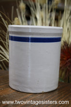 Load image into Gallery viewer, Primitive Roseville Ceramic Crock Blue Stripe - Collectible
