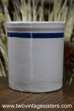 Load image into Gallery viewer, Primitive Roseville Ceramic Crock Blue Stripe - Collectible