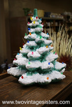 Load image into Gallery viewer, Retro Ceramic Christmas Tree Red Blue Orange Lights No Base