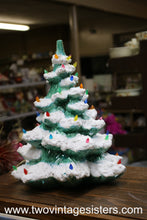 Load image into Gallery viewer, Retro Ceramic Christmas Tree Red Blue Orange Lights No Base

