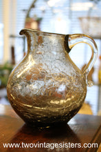 Load image into Gallery viewer, Smoked Black Crackle Glass Pitcher