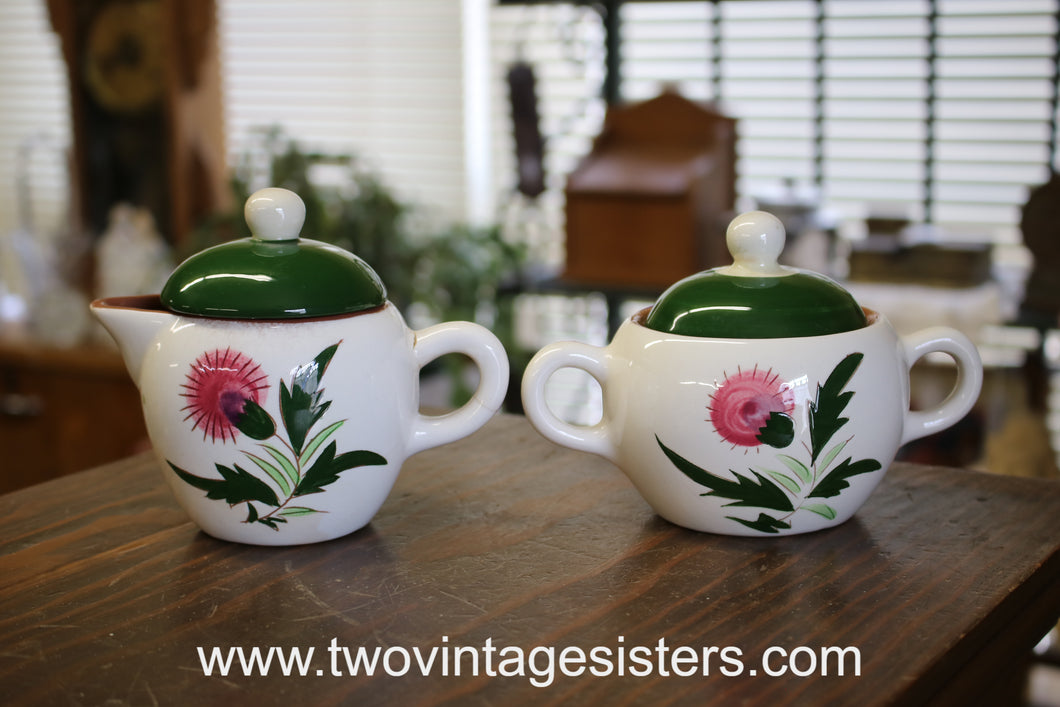Stangl Pottery Thistle creamer and sugar set