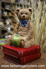 Load image into Gallery viewer, Cast Iron Teddy Bear Books and Apples Door Stop - Vintage Home
