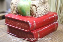 Load image into Gallery viewer, Cast Iron Teddy Bear Books and Apples Door Stop - Vintage Home
