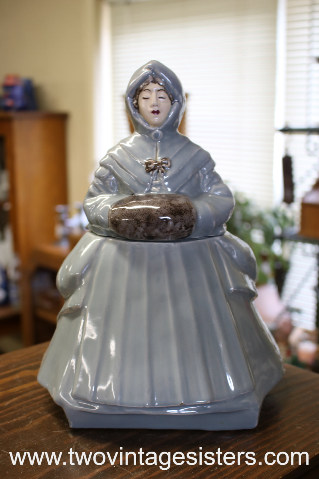 Winter Muffler Woman Ceramic Cookie Jar