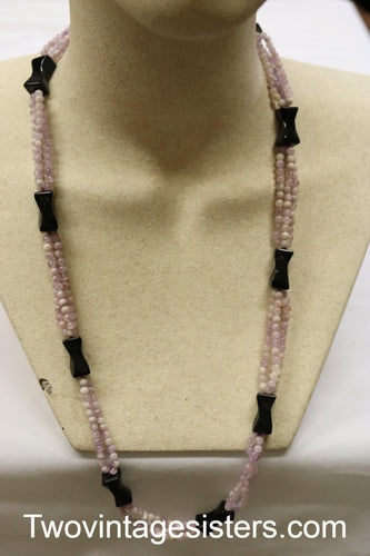Amethyst & Onyx Glass Bead Necklace