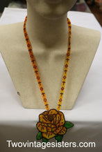 Load image into Gallery viewer, Beaded Floral Necklace Orange Flower - Vintage Sisters Collection
