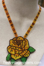 Load image into Gallery viewer, Beaded Floral Necklace Orange Flower - Vintage Sisters Collection
