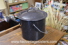 Load image into Gallery viewer, Black Enamelware Stock Pot Pan Lidded Camping Pot
