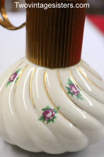 Load image into Gallery viewer, Vintage Evans Bone China Table Lighter 50s White & Purple Flowers
