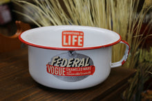 Load image into Gallery viewer, Vintage Federal Vouge Enameled Ware Soup Bowl Basin Pot Handled