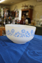 Load image into Gallery viewer, Vintage Federal Milk Glass 1-1/2 Qt Mixing Bowl Blue Floral No Lid
