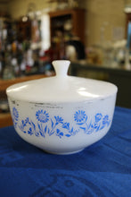 Load image into Gallery viewer, Federal Milk Glass Blue Daisy Covered Casserole Dish With Lid