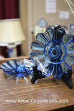 Load image into Gallery viewer, Fostoria Cobalt Blue Glass Candle Holders Pair
