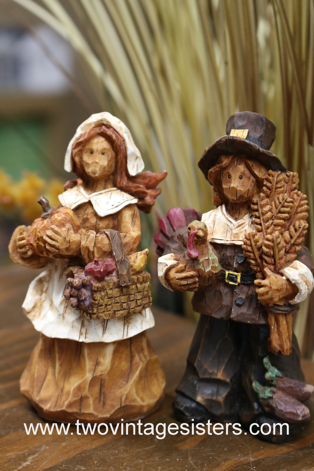 GANZ Resin Fall Autumn Harvest Pilgrim Pair
