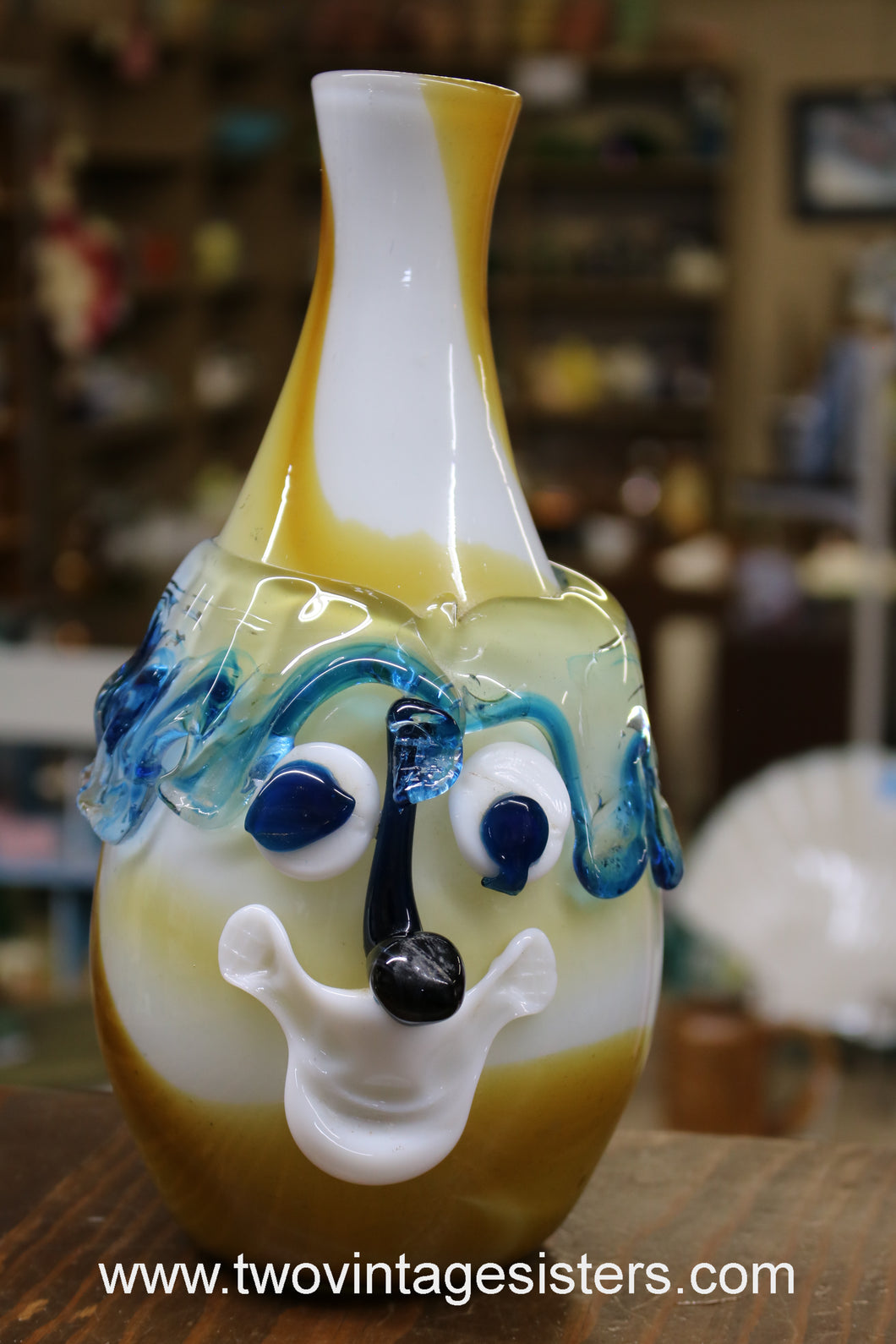 Murano Multi Color Badioli Picasso Clown Glass Art Vase