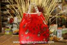 Load image into Gallery viewer, Hand Blown Red Glass Purse Gold Fleck Cheetah Print
