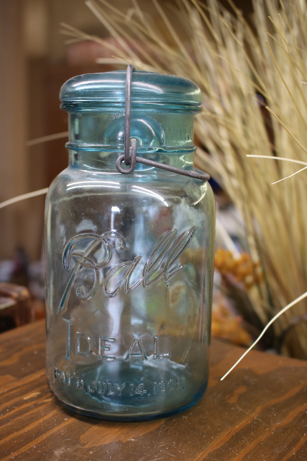 Blue Ball Ideal Vintage Glass Canning Jar Number 3