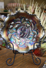 Load image into Gallery viewer, Northwood Carnival Glass Amethyst Strawberry Bowl with Basket Weave Back