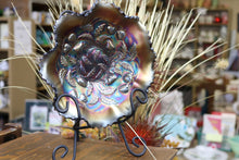 Load image into Gallery viewer, Northwood Carnival Glass Amethyst Strawberry Bowl with Basket Weave Back