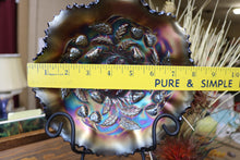 Load image into Gallery viewer, Northwood Carnival Glass Amethyst Strawberry Bowl with Basket Weave Back