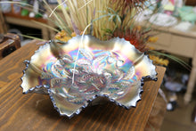 Load image into Gallery viewer, Northwood Carnival Glass Amethyst Strawberry Bowl with Basket Weave Back