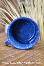 Load image into Gallery viewer, Camping Coffee Mugs Blue White Speckled Enamelware Set