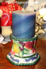 Load image into Gallery viewer, Fitz &amp; Floyd Fruits Al Fresco Ceramic Pillar Candle Stand Hand Painted
