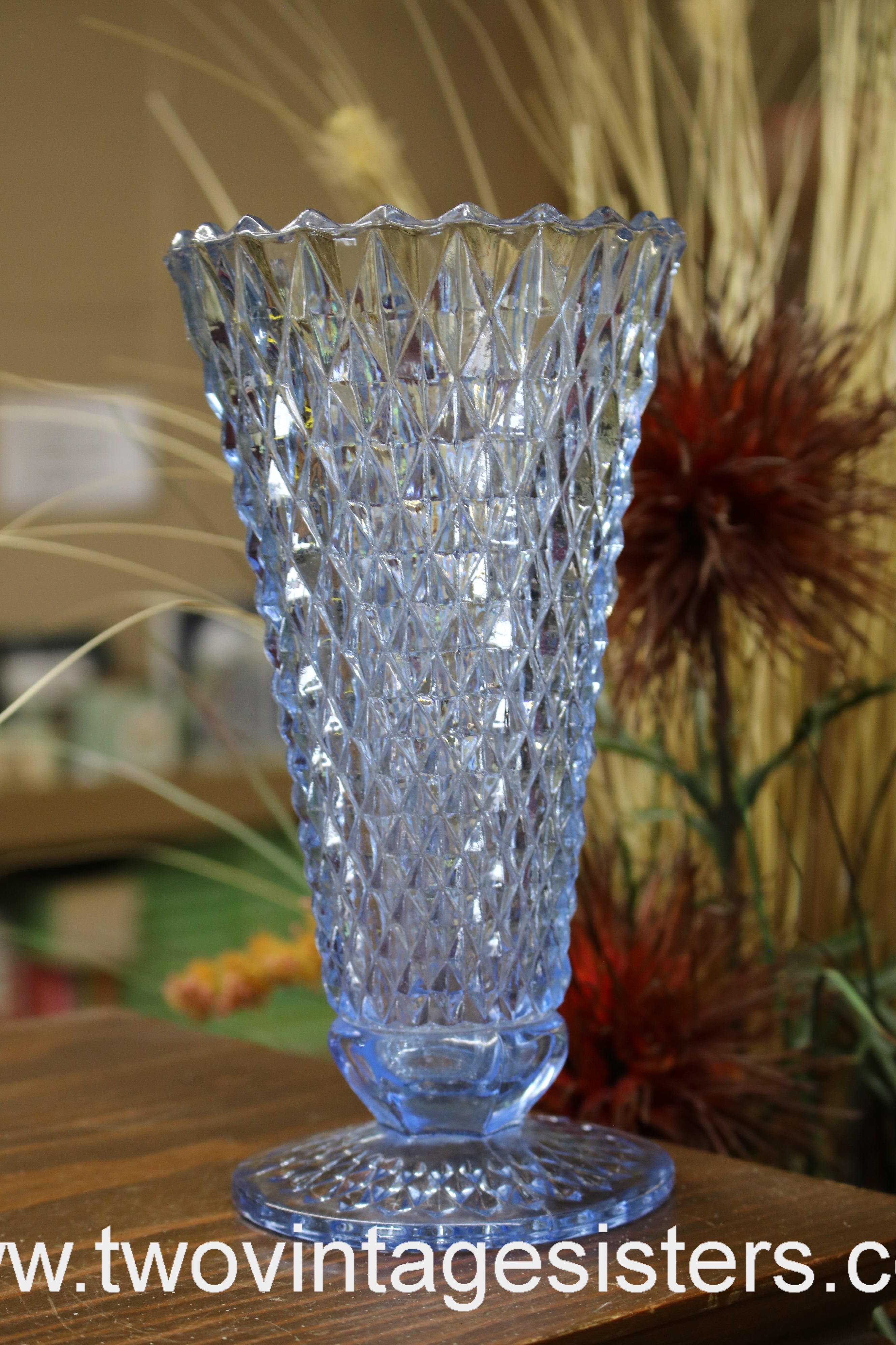 Indiana glass diamond point blue Clearance