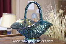 Load image into Gallery viewer, Indiana Glass Canturbury Blue Carnival Basket
