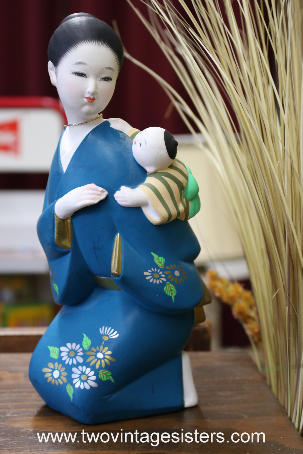 Japanese Hakata Doll Collectible Mother Holding Child