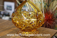 Load image into Gallery viewer, L.E Smith Moon and Star Glass Vintage Amber Basket