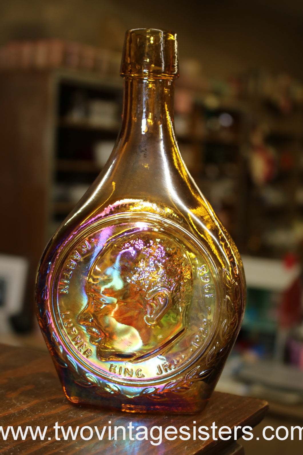 Martin Luther King Wheaton Iridescent Glass Decanter Bottle