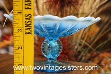 Load image into Gallery viewer, Northwood Beaded Panel Aqua Blue Opalescent Glass Compote