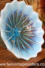 Load image into Gallery viewer, Northwood Beaded Panel Aqua Blue Opalescent Glass Compote