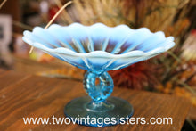 Load image into Gallery viewer, Northwood Beaded Panel Aqua Blue Opalescent Glass Compote