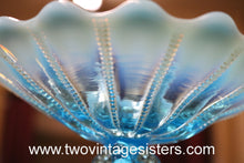Load image into Gallery viewer, Northwood Beaded Panel Aqua Blue Opalescent Glass Compote