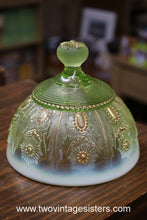 Load image into Gallery viewer, Northwood Jewel Flower Canary Uranium Vaseline Glass Butter Dish