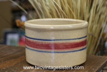 Load image into Gallery viewer, Roseville Pottery Stoneware Butter Crock Red Blue Stripe

