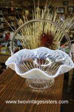 Load image into Gallery viewer, Tiara Glass Ruffled Edge Fruit Basket White Opalescent
