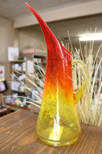 Load image into Gallery viewer, Optic Kanawha Crackle Glass Amberina Orange Vase Pitcher