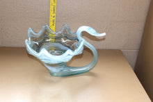 Load image into Gallery viewer, 1970s Sooner Glass Multi Color Blue Swirl Swan Bowl with Ruffled Rim