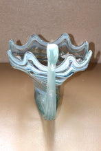 Load image into Gallery viewer, 1970s Sooner Glass Multi Color Blue Swirl Swan Bowl with Ruffled Rim