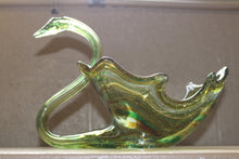 Load image into Gallery viewer, 1970s Sooner Glass Green Swan Bowl with Ruffled Rim