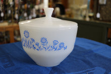 Load image into Gallery viewer, Vintage Federal Glass 1 1/2 Qt Mixing Bowl Blue Floral FEG29